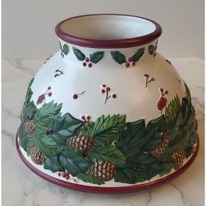 CHRISTMAS HOLLY Large 22 oz Jar CANDLE SHADE Pinecones Pine Boughs B4